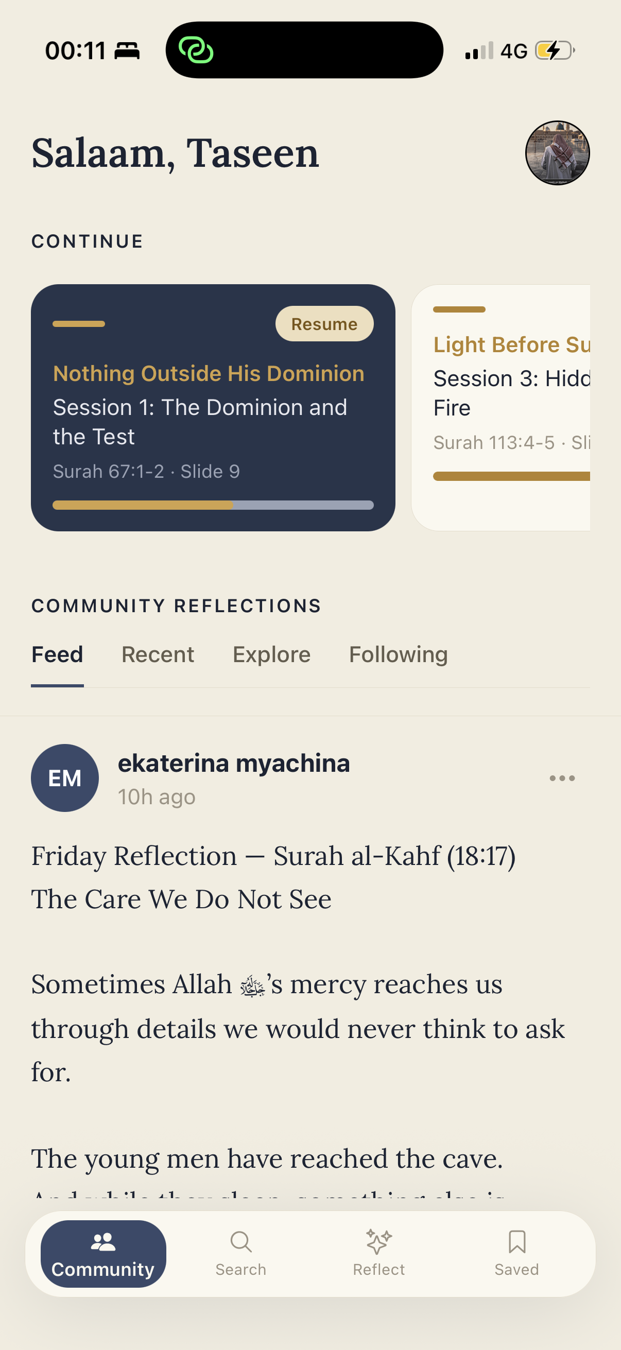 Community reflections feed